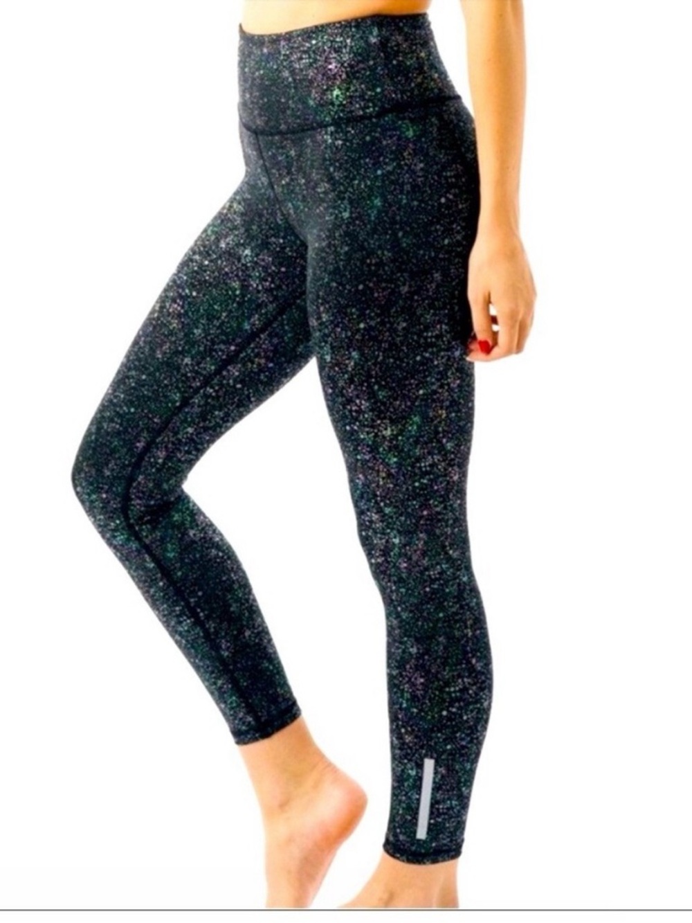 Zyia Black Reflective Mirage Light N Tight Hi-rise 7/8 Length Size 6-8